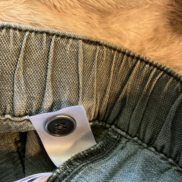 Nicole Miller New York pull-on roll-cuff army green linen cargo pants size L - Picture 11 of 11